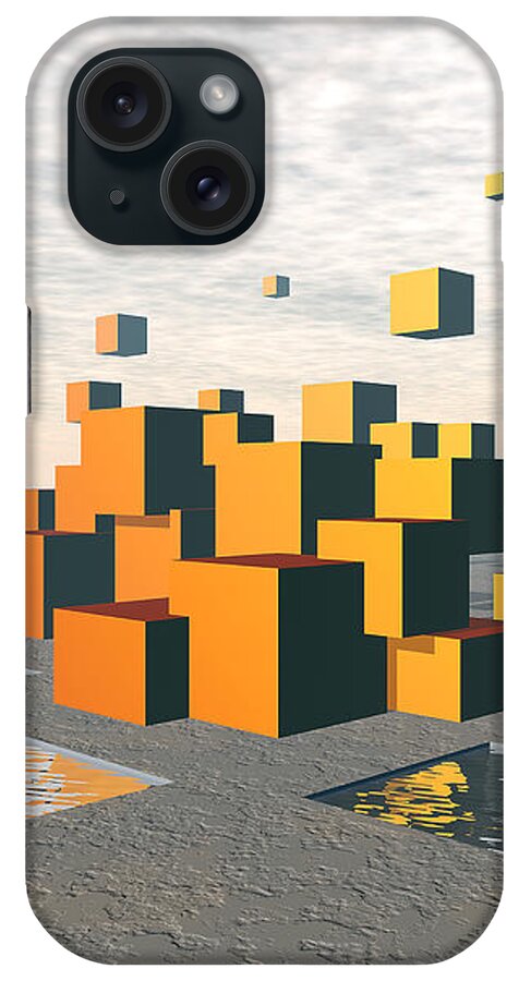 Surreal iPhone Case featuring the digital art Surreal Floating Cubes by Phil Perkins