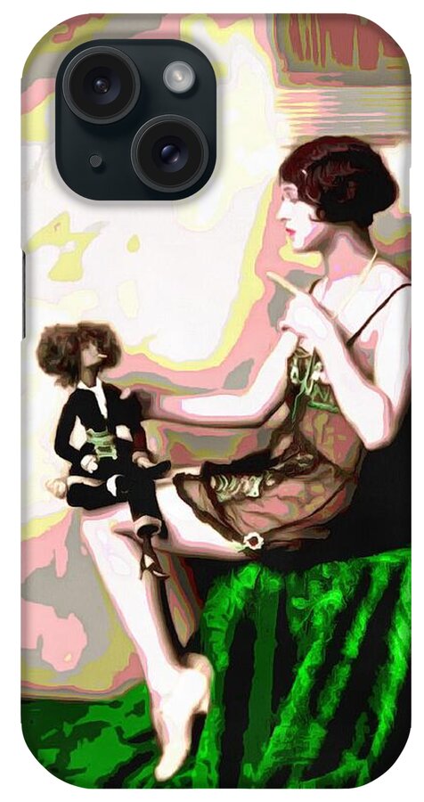 Surreal Painting iPhone Case featuring the digital art Surreal Painting of a Girl and Her Puppet by Caterina Christakos