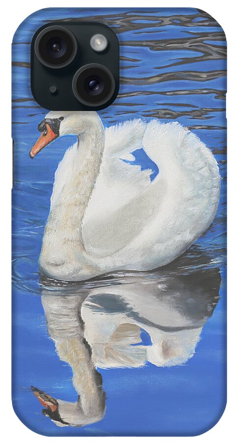 White Birds iPhone Case featuring the painting Swan Reflection by Elizabeth Lock