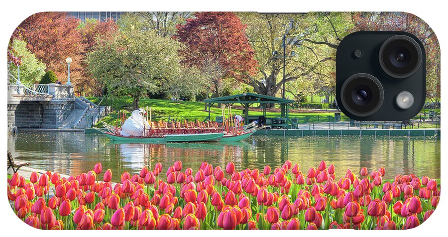 Back Bay iPhone Case featuring the photograph Swans and Tulips 2 by Susan Cole Kelly