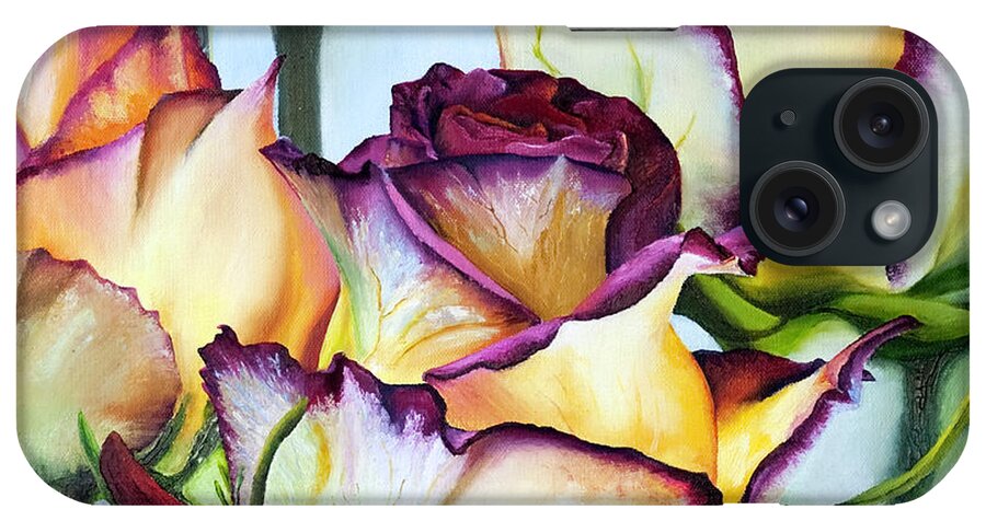 Flowers iPhone Case featuring the painting Sweetheart Roses by Terry R MacDonald