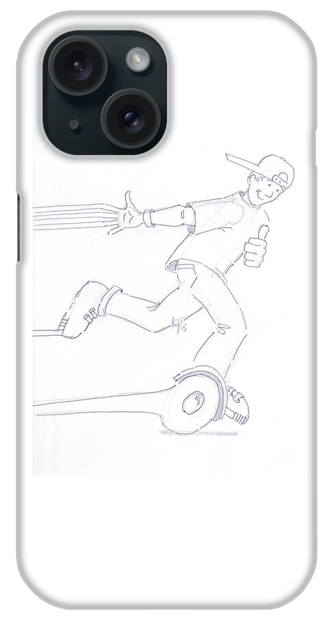Swegway iPhone Case featuring the drawing Swegway Hoverboard Fun Cartoon by Mike Jory