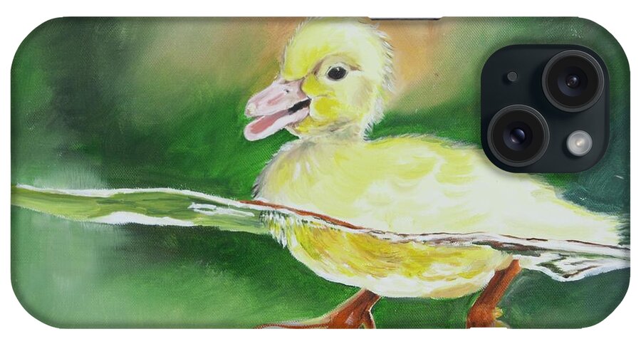 Duck iPhone Case featuring the painting Swimming Duckling by Teresa Smith