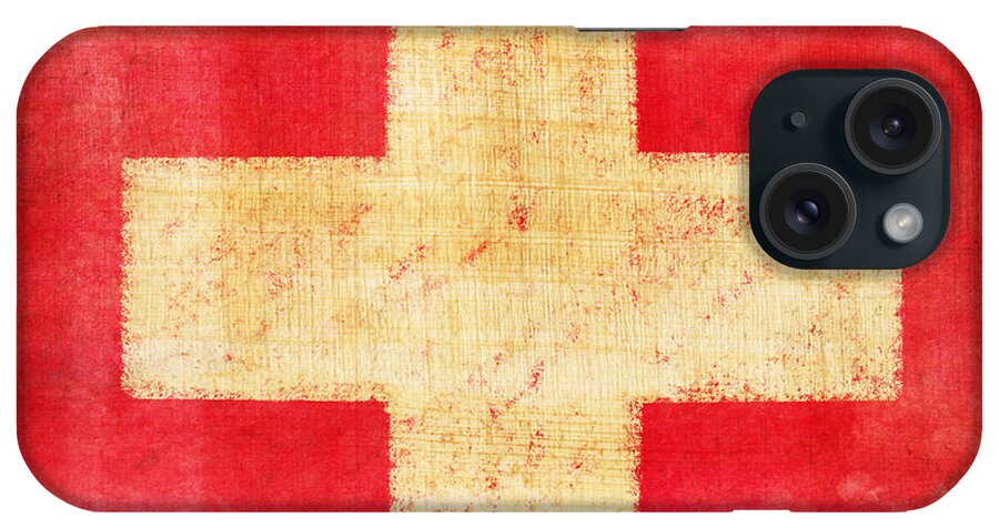 Abstract iPhone Case featuring the photograph Switzerland flag by Setsiri Silapasuwanchai