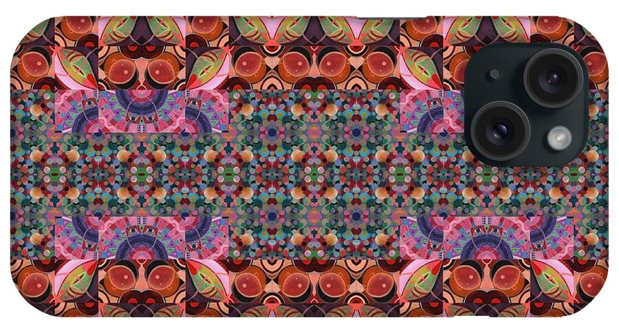 Organic Abstraction iPhone Case featuring the mixed media T J O D Mandala Series Puzzle 7 Arrangement 3 Multiplied by Helena Tiainen