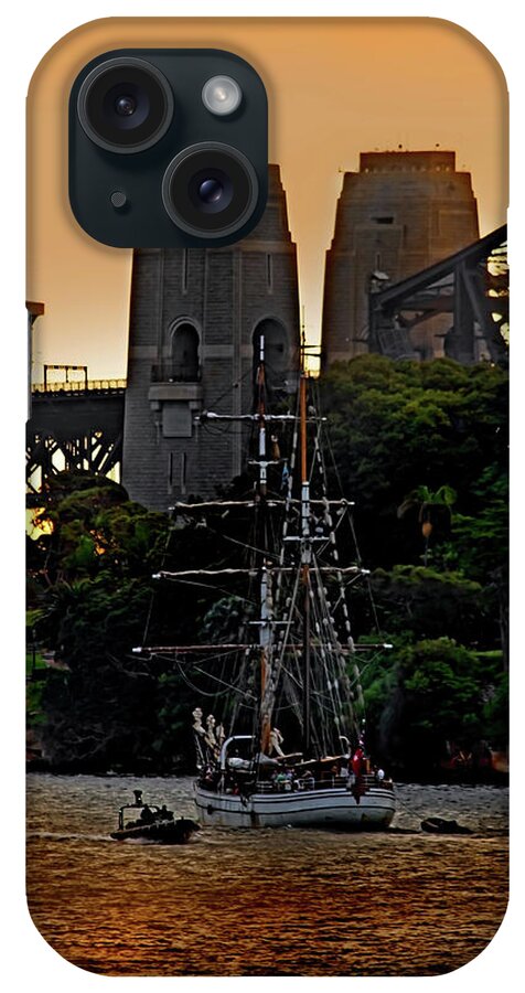 Soren Larsen iPhone Case featuring the photograph Tall Ship In Sydney Sunset by Miroslava Jurcik