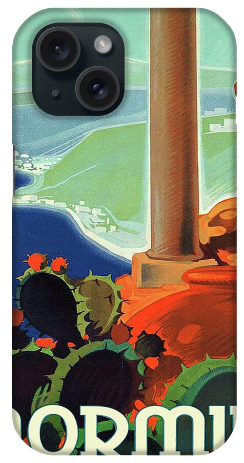 Taormina iPhone Case featuring the painting Taormina, Italy, vintage travel poster by Long Shot
