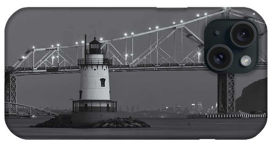 Clarence Holmes iPhone Case featuring the photograph Tarrytown Lighthouse and Tappan Zee Bridge at Twilight II by Clarence Holmes