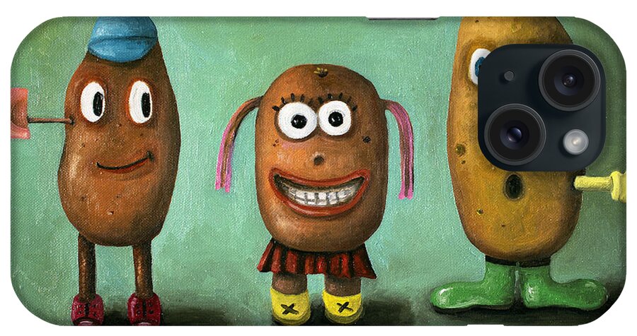 Mr. Potato Head iPhone Case featuring the painting Tater Tots by Leah Saulnier The Painting Maniac