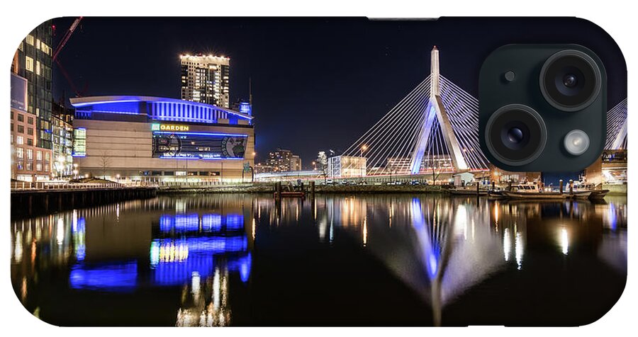 Boston iPhone Case featuring the photograph TD Garden and The Zakim Bridge at Night by Kristen Wilkinson