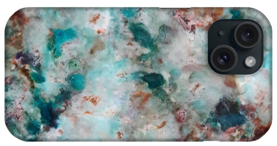 Alcohol iPhone Case featuring the painting Teal Chips by Terri Mills