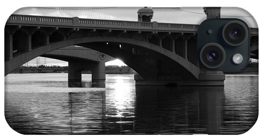 Black And White iPhone Case featuring the photograph Tempe Town Lake Bridge black and white by Jill Reger