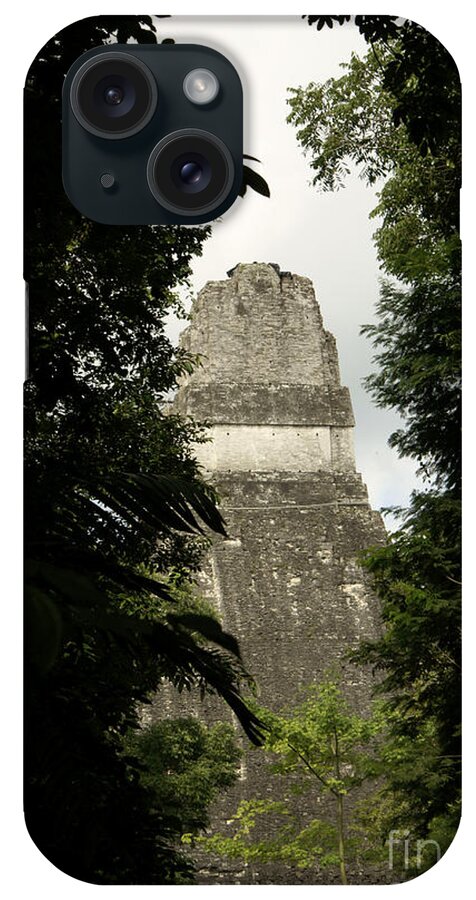 Guatemala iPhone Case featuring the photograph TEMPLE IN THE TREES Tikal Guatemala by John Mitchell