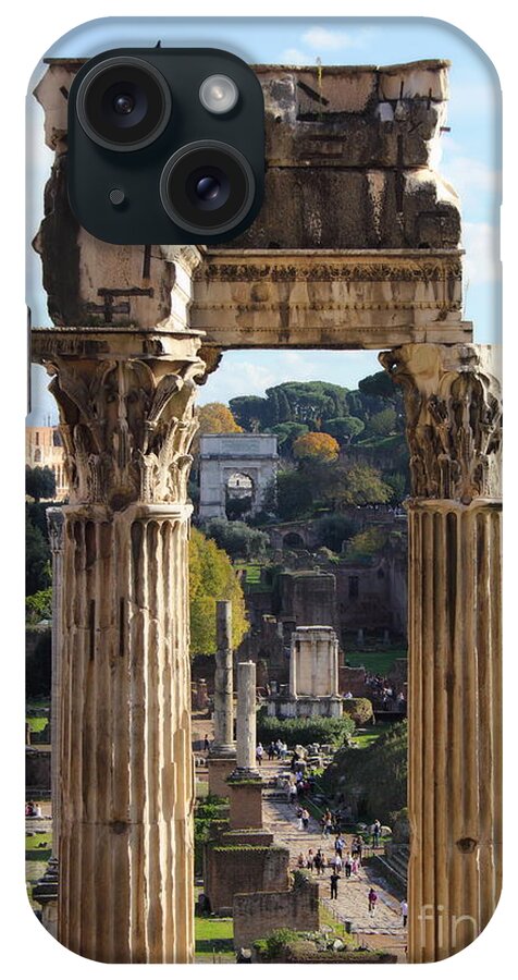 Italy iPhone Case featuring the photograph Temple of Saturn Ruins by Angela Rath