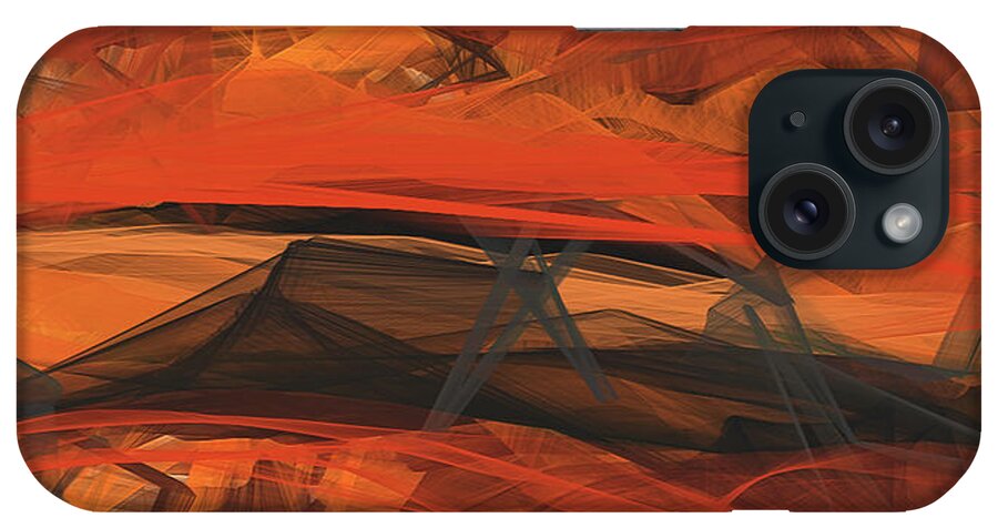 Orange iPhone Case featuring the painting Terracotta Orange Modern Abstract Art by Lourry Legarde