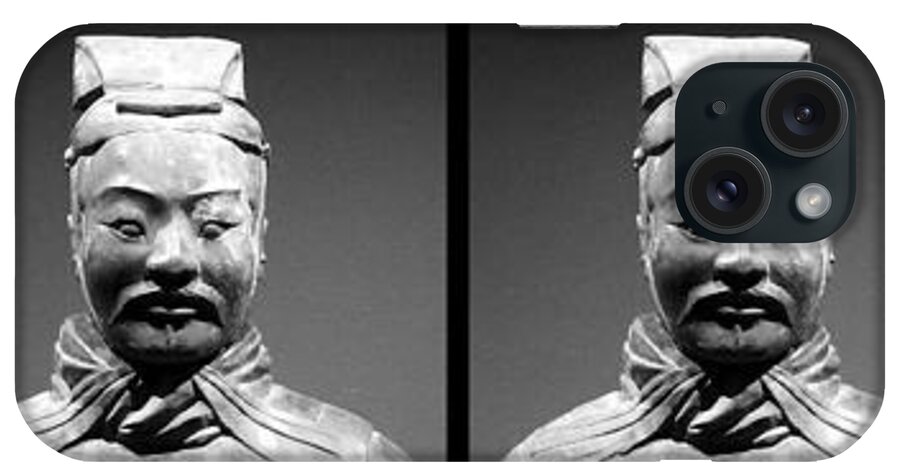 Richard Reeve iPhone Case featuring the photograph Terracotta warrior army of Qin Shi Huang Di - Mono 4 by Richard Reeve
