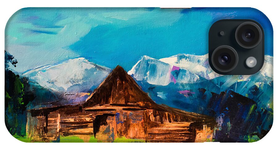 Barn iPhone Case featuring the painting Teton Barn by Elise Palmigiani