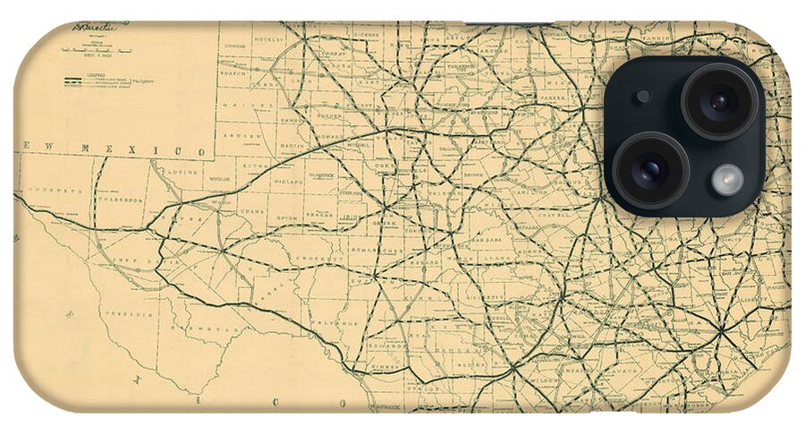 Texas iPhone Case featuring the digital art Texas 1922, Texas Highway Department by Texas Map Store