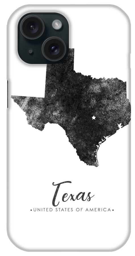 Texas iPhone Case featuring the mixed media Texas State Map Art - Grunge Silhouette by Studio Grafiikka