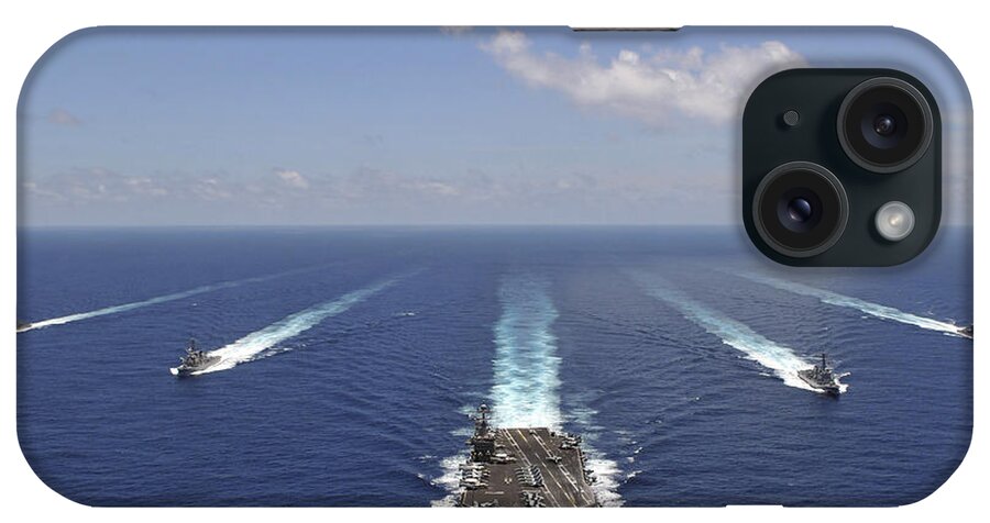 Copy Space iPhone Case featuring the photograph The Aircraft Carrier Uss Abraham by Stocktrek Images