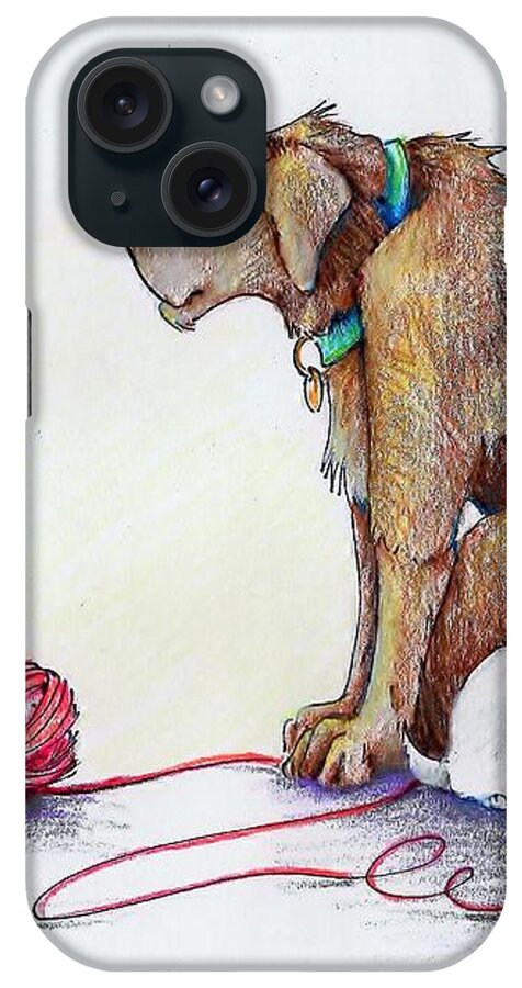 Dog iPhone Case featuring the drawing The baby-sitter by K M Pawelec