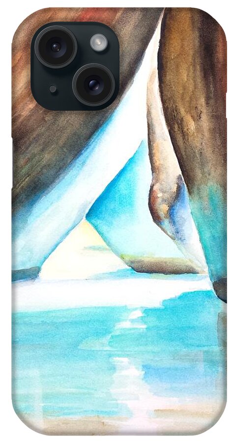 The Baths iPhone Case featuring the painting The Baths Calming Reflections by Carlin Blahnik CarlinArtWatercolor