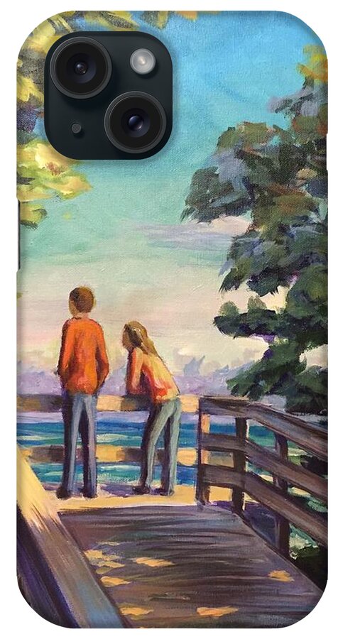 Landscape iPhone Case featuring the painting The Beach View - Winter by Gretchen Ten Eyck Hunt