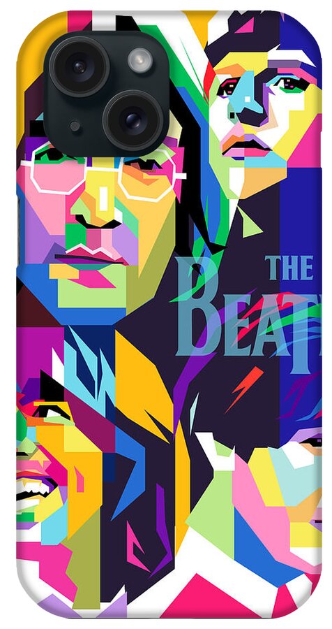The Beatles iPhone Case featuring the digital art The Beatles on WPAP Pop Art by Ahmad Nusyirwan