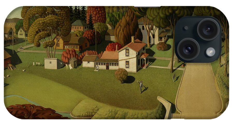 Grant Wood iPhone Case featuring the painting The birthplace of Herbert Hoover by Grant Wood