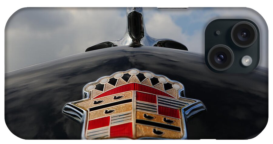 Lee Dos Santos iPhone Case featuring the photograph The Black Cadillac Angel - Cadillac Emblem by Lee Dos Santos