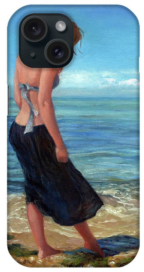 Young Woman In Surf iPhone Case featuring the painting The Black Skirt by Marie Witte