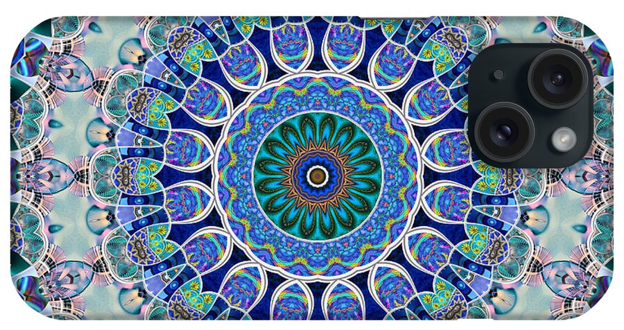 Kaleidoscope iPhone Case featuring the digital art The Blue Collective 02a by Wendy J St Christopher