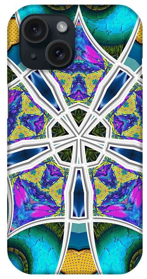 Kaleidoscope iPhone Case featuring the digital art The Blue Collective 06 by Wendy J St Christopher