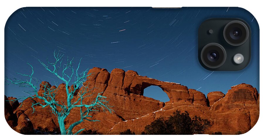 Night Time Photography iPhone Case featuring the photograph The Blue Tree by Keith Kapple