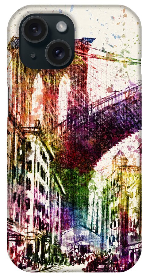 Brooklyn Bridge iPhone Case featuring the painting The Brooklyn Bridge 03 by Aged Pixel