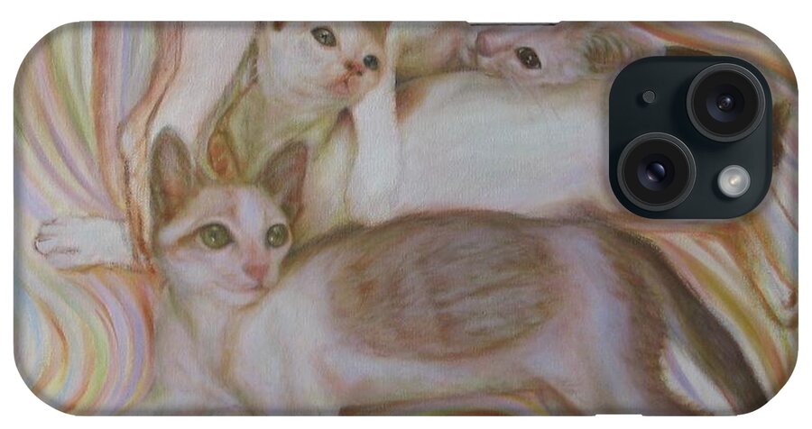 Cat iPhone Case featuring the painting The Brothers by Sukalya Chearanantana