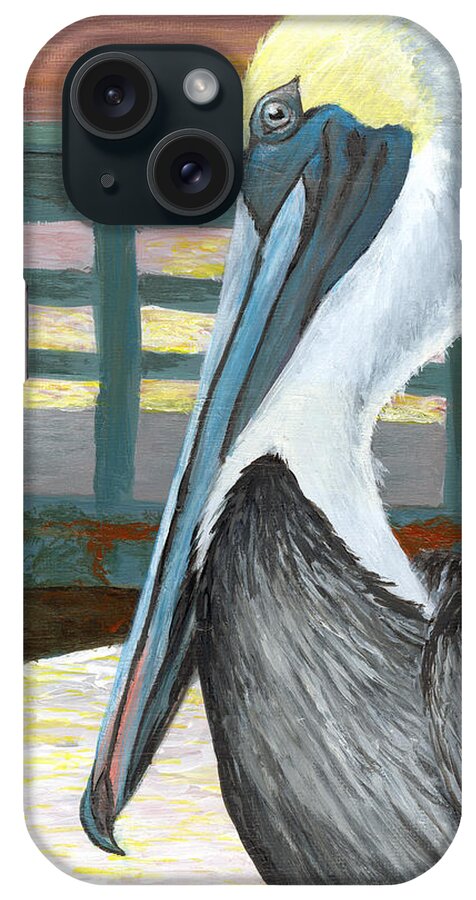 Pelican iPhone Case featuring the painting The Brown Pelican by Adam Johnson