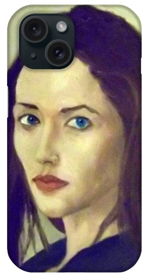Young iPhone Case featuring the painting The Brunette With Blue Eyes by Peter Gartner