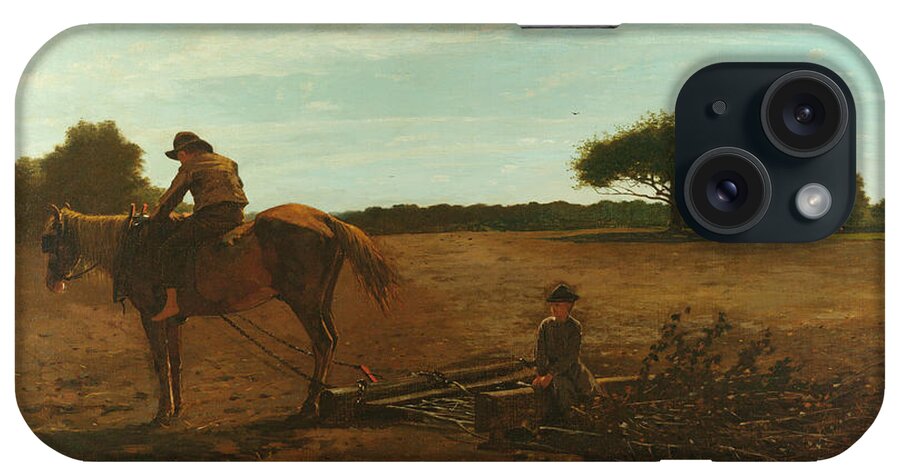 Winslow Homer iPhone Case featuring the painting The Brush Harrow by Winslow Homer