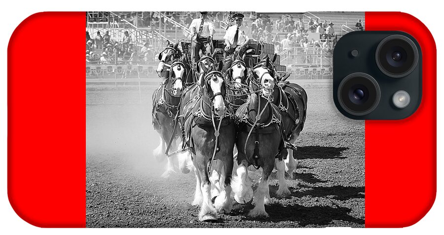 The Budweiser Clydesdales iPhone Case featuring the photograph The Budweiser Clydesdales by Maria Jansson