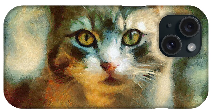 Painting iPhone Case featuring the painting The Cat Eyes by Dimitar Hristov