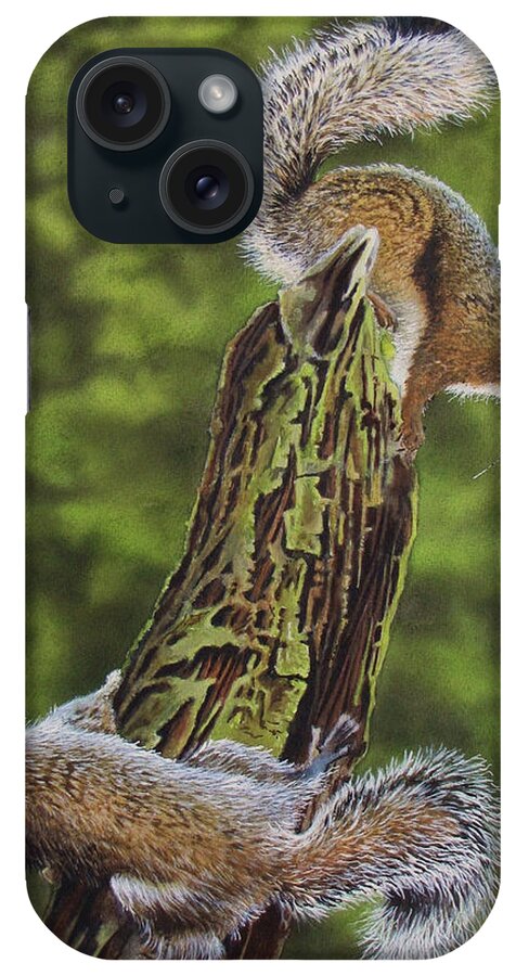 Squirrel iPhone Case featuring the painting The Chase by Greg and Linda Halom