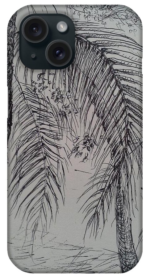 Coconut iPhone Case featuring the drawing The Coconut Leafs by Sukalya Chearanantana