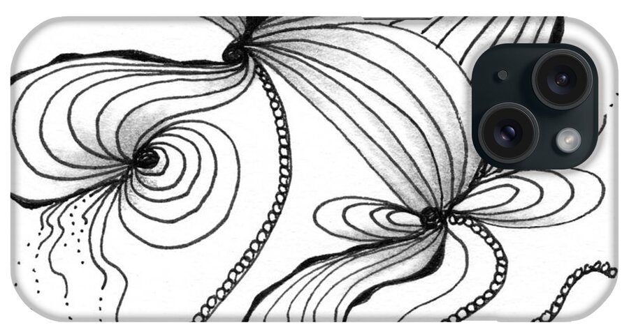 Zentangle iPhone Case featuring the drawing The Dance by Jan Steinle