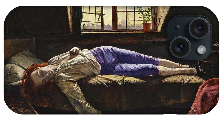 Henry Wallis - The Death Of Chatterton 1856. Young Beautiful Girl iPhone Case featuring the painting The Death of Chatterton by MotionAge Designs