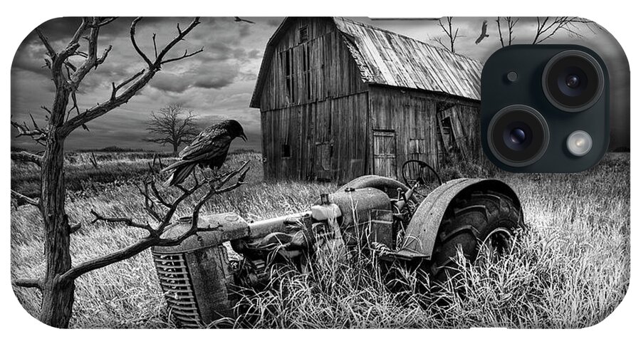 Art iPhone Case featuring the photograph The Decline and Death of the Small Farm in Black and White by Randall Nyhof