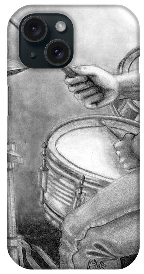 Drummer iPhone Case featuring the drawing The Drummer by Scarlett Royale