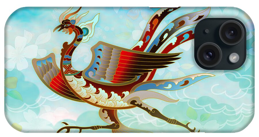 Bird iPhone Case featuring the digital art The Empress - Flight Of Phoenix - Blue Version by Peter Awax