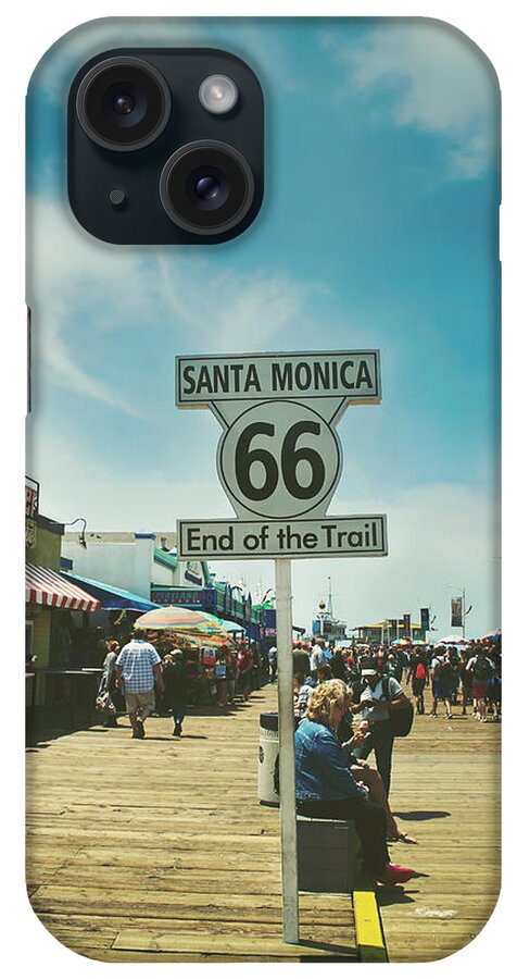 Santa Monica Pier iPhone Case featuring the photograph The End of Sixty-Six by Laurie Search