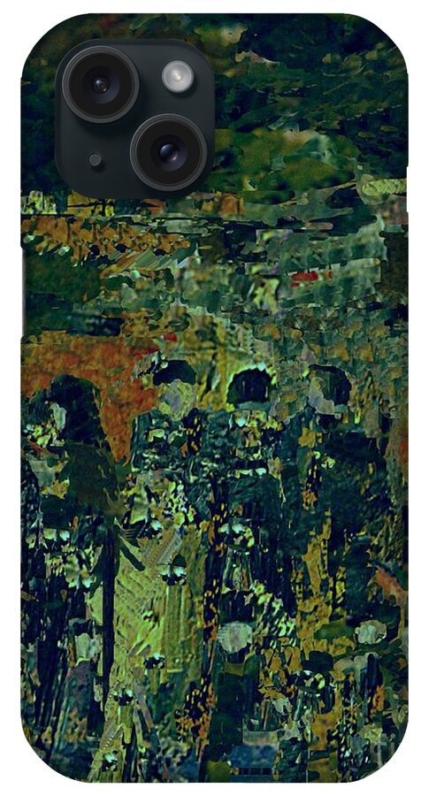 Abstract Landscape With Figures Digital Painting iPhone Case featuring the digital art The Evening Walk by Nancy Kane Chapman
